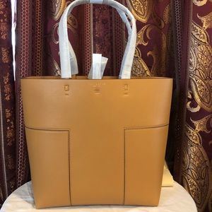 Tory Burch Block-T Tall Tote, British Tan